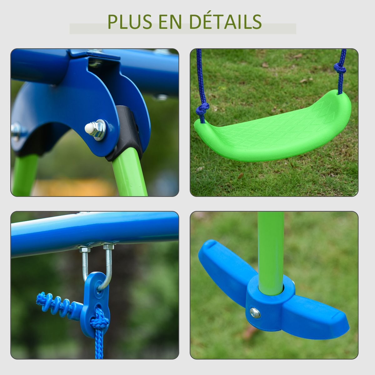 Balançoire pour enfants Métal Vert, Bleu vert, OUTSUNNY