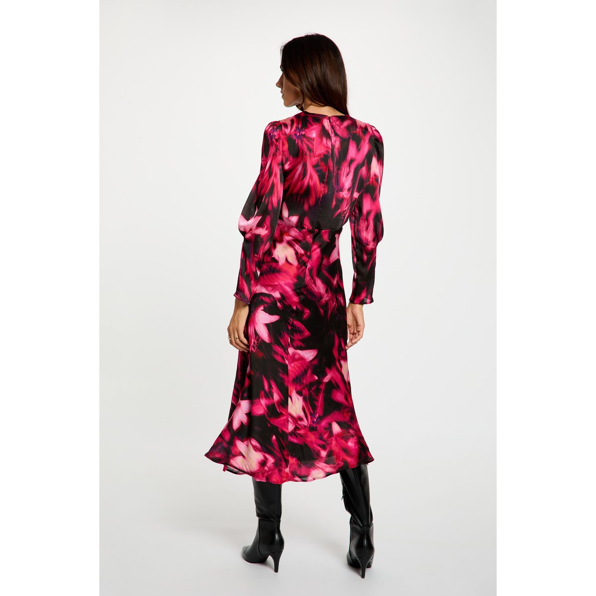 Robe voile col v multicolore, MORGAN