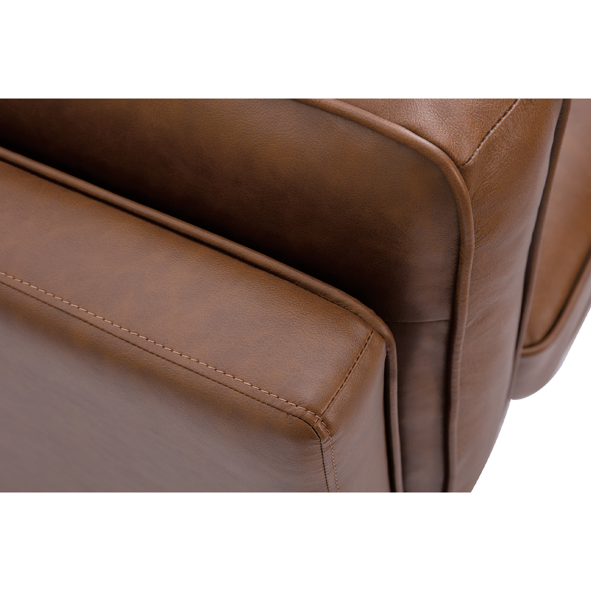 Canapé vintage 3 places cuir marron et bois foncé BRADLEY marron, MILIBOO