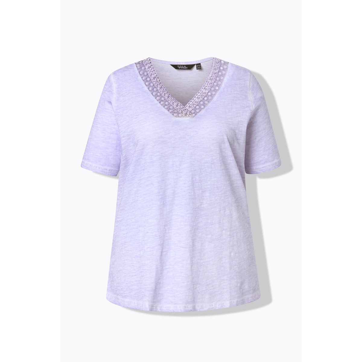 T-shirt à manches courtes. Décolleté V à lavande, ULLA POPKEN