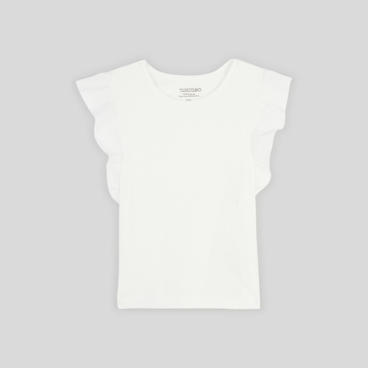 T-shirt manches courtes bimatière certifié Oekotex ecru, MONOPRIX KIDS