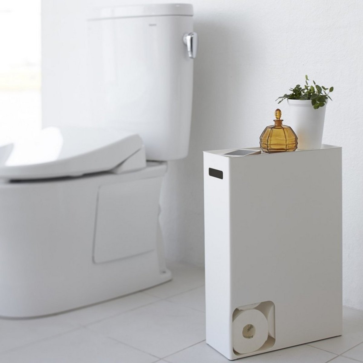 Réserve papier WC rangement design  Plate blanc, YAMAZAKI