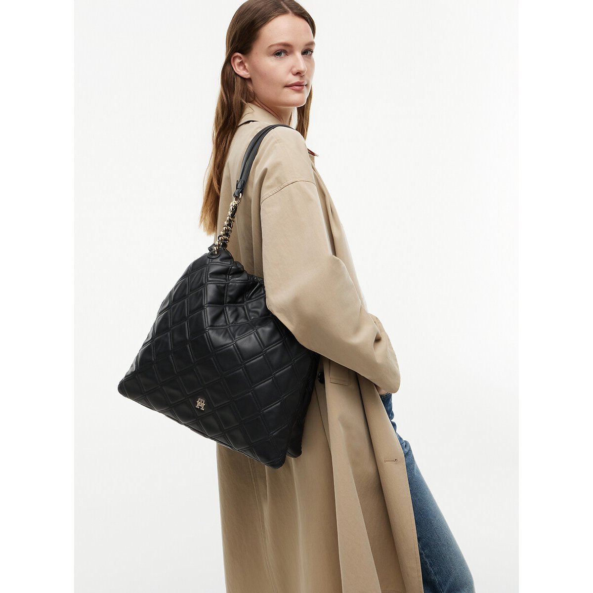 Quilted Tote Bag black, TOMMY HILFIGER