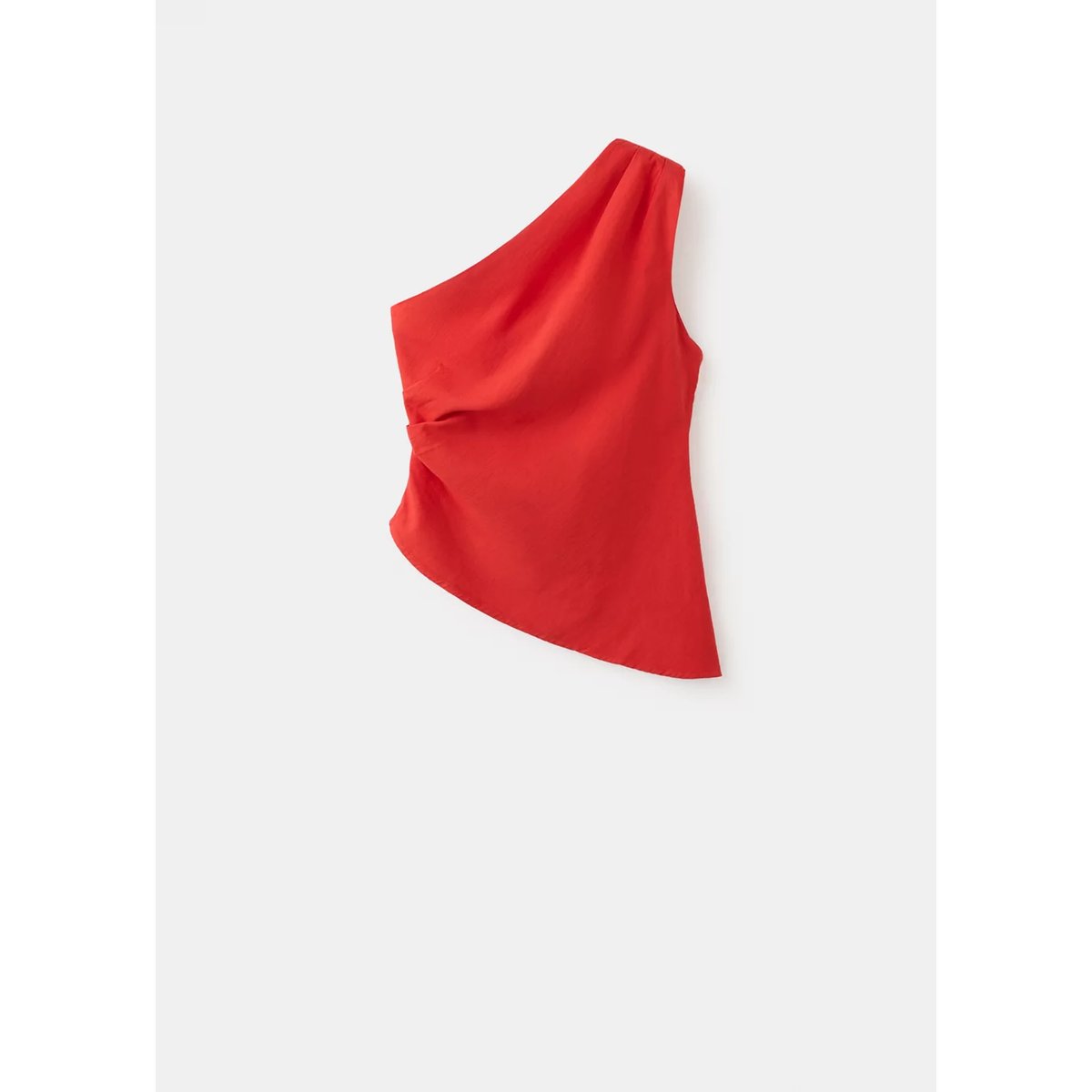 Top asymétrique détail drapé rouge, MANGO