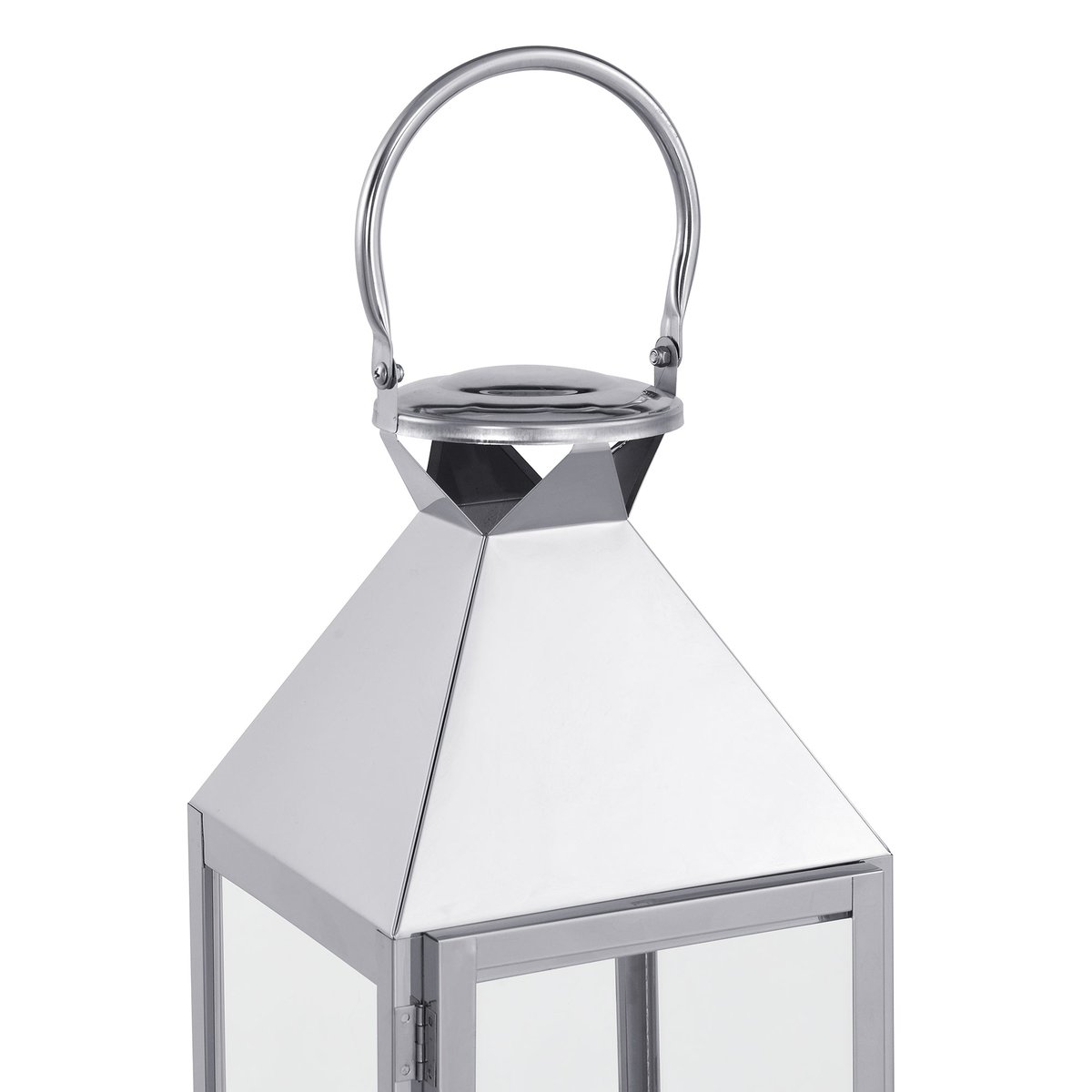 Lanterne décorative en verre et acier H55 AUTAN argenté, SIA DECO