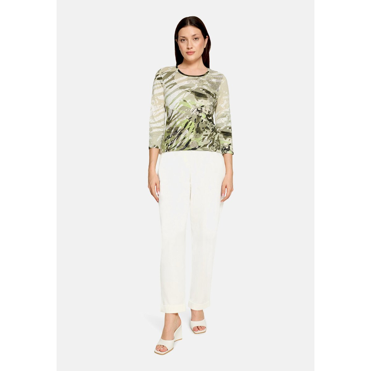 T-shirt basique à imprimé khaki/cream, BETTY BARCLAY