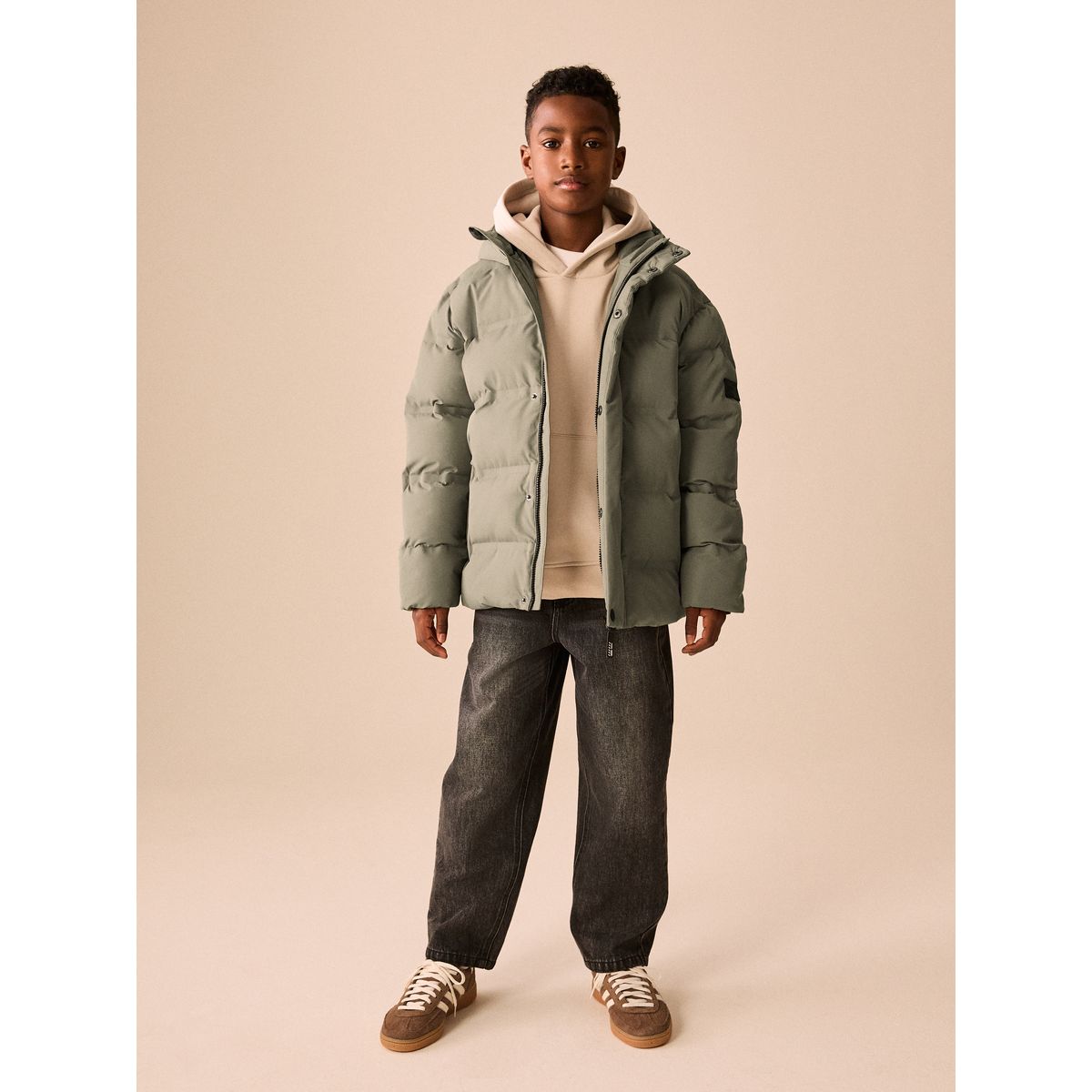 Manteau matelassé imperméable vert kaki, NEXT