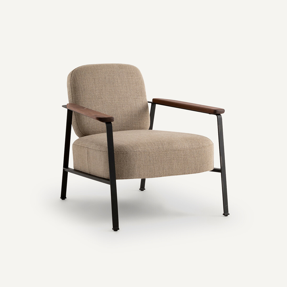 Fauteuil métal acier et tissu viscose, lin, Abraxas beige ficelle, AM.PM