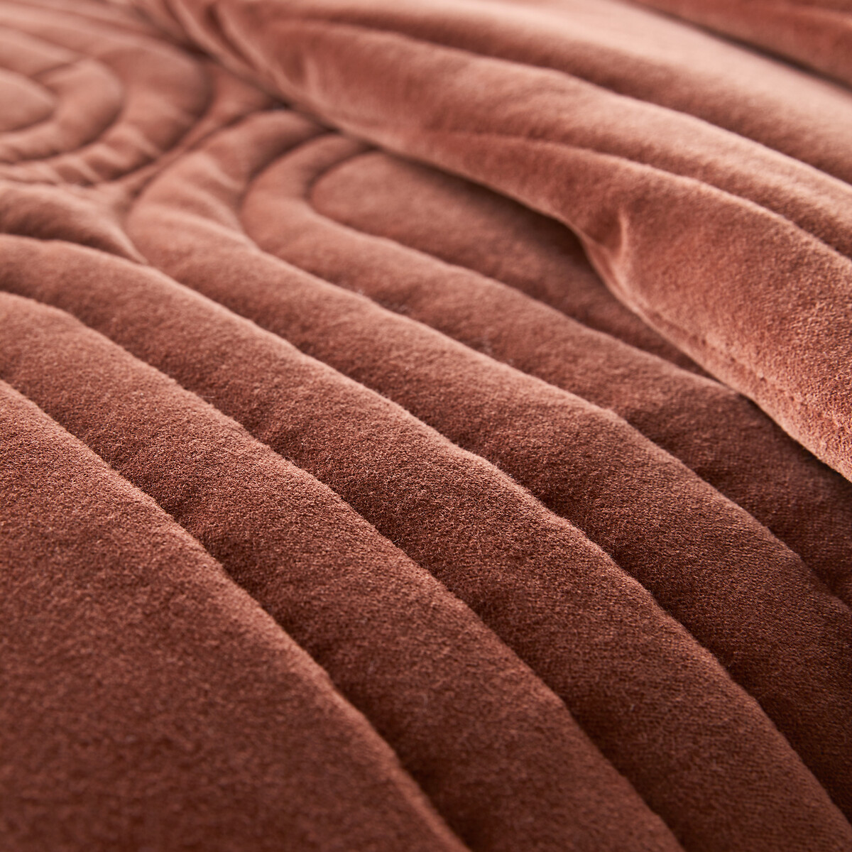 Couvre lit boutis matelassé velours coton Honorine terracotta, LA REDOUTE INTERIEURS