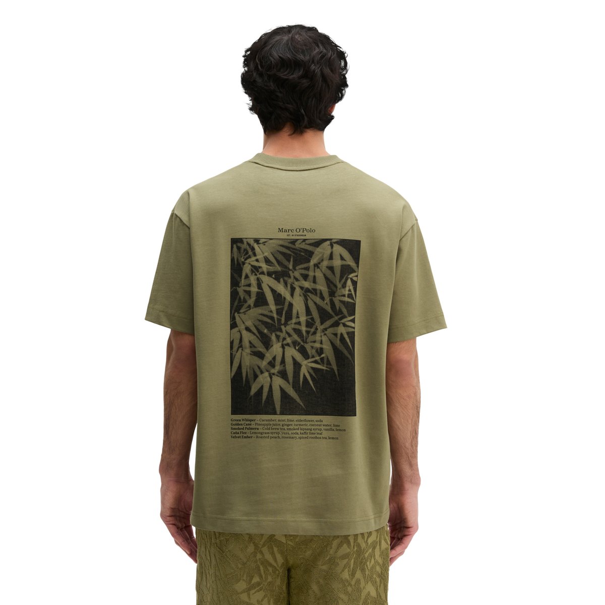 T-shirt relaxed avec imprimé saisonnier au dos vert fonce, MARC O'POLO