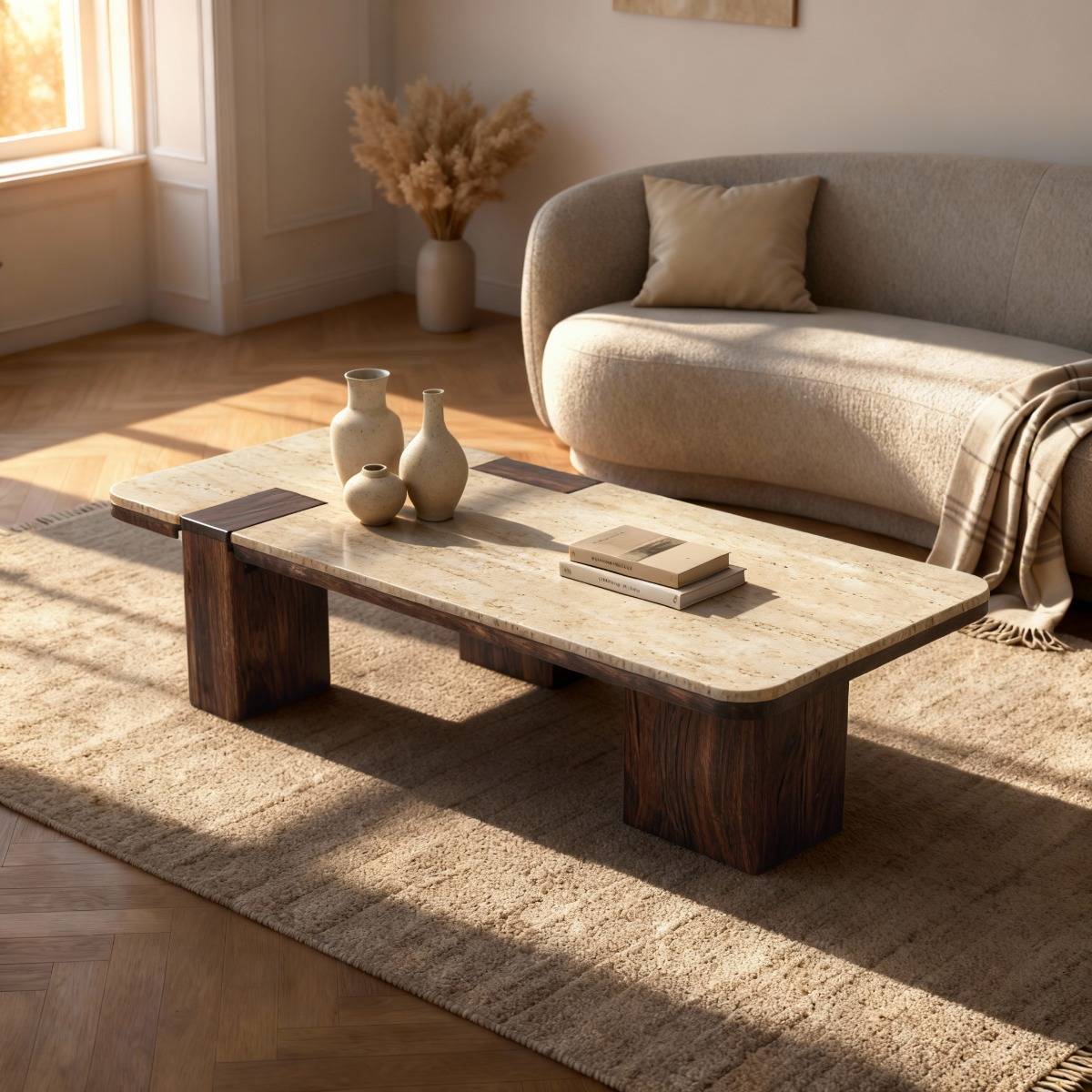 Table basse en bois de manguier CAROLA bois foncé, MADE IN MEUBLES