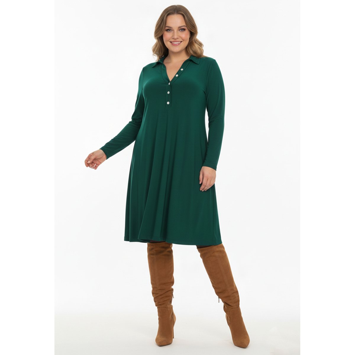 Robe v-cou vert foncé, YOEK