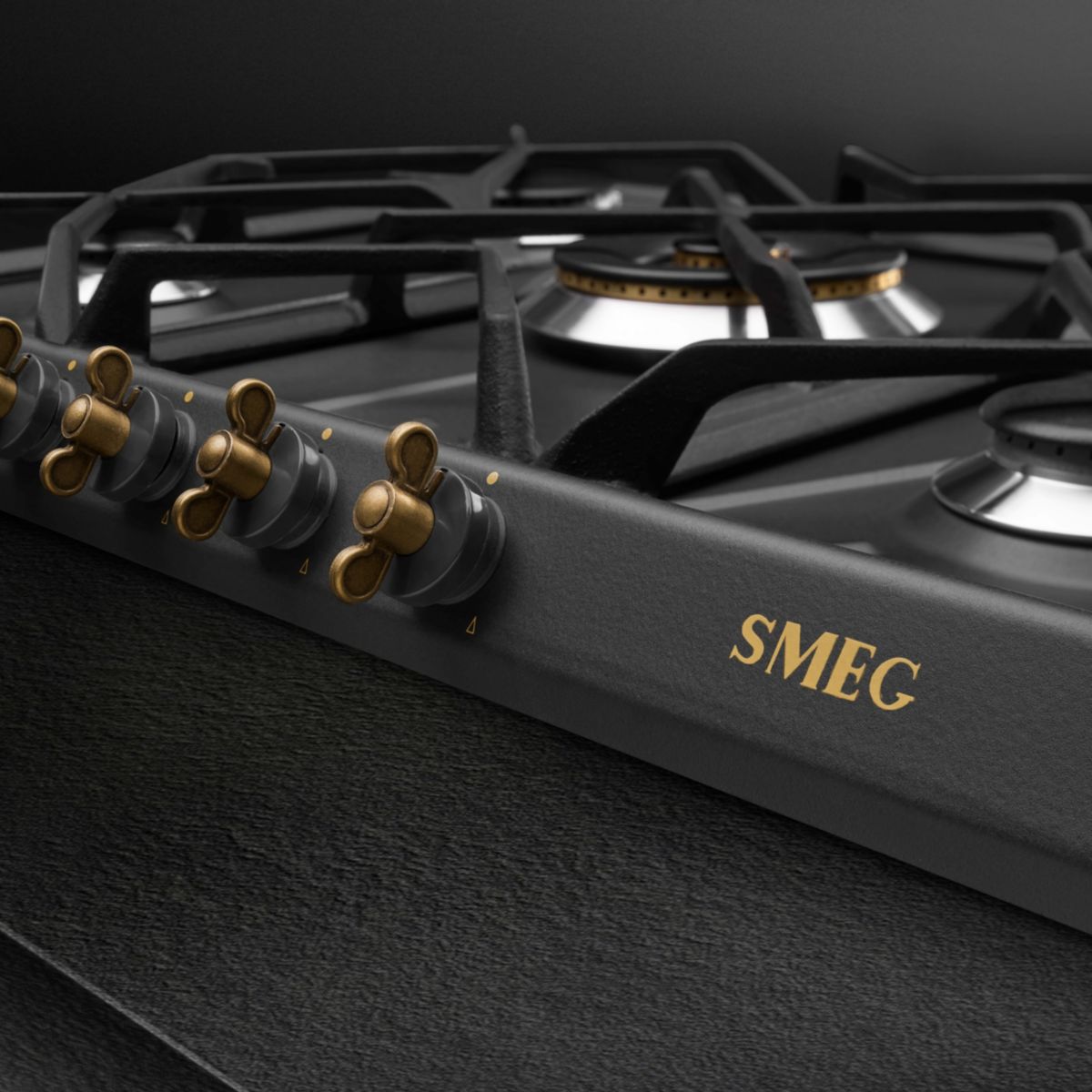 Plaque gaz SRV876AOGH noir, SMEG