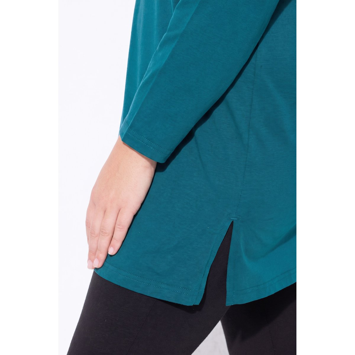 T-shirt avec strass fantaisie vert pétrole, ULLA POPKEN