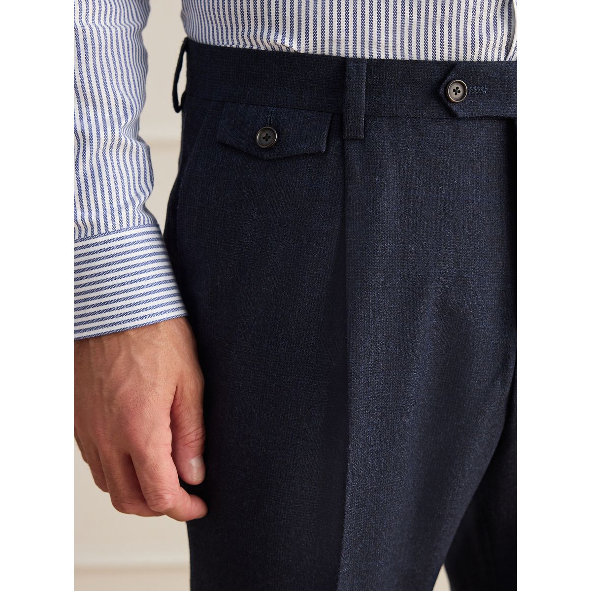 Pantalon de costume ajusté en laine/cachemire signature bleu marine, NEXT