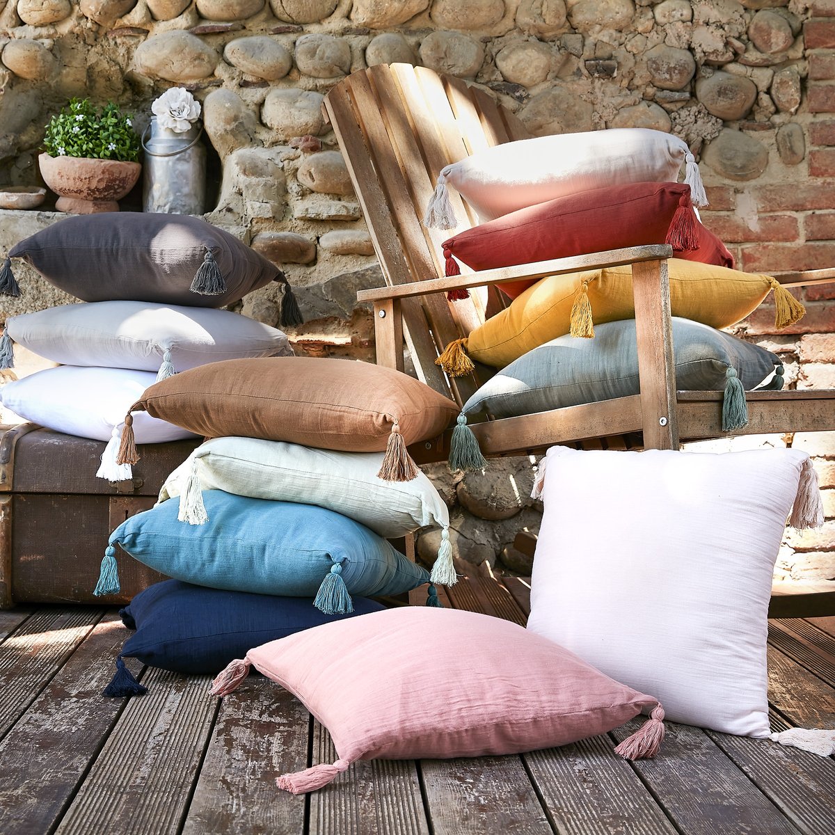 Coussin dehoussable gaze de coton Nuage 40 cm chantilly, EDEN