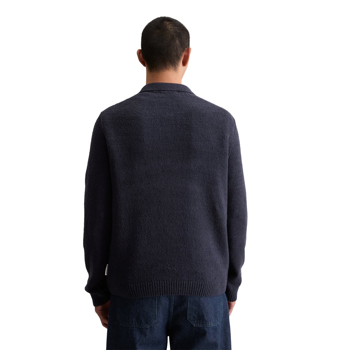 Pull-over en tricot bouclette relaxed en coton bio bleu foncé, MARC O’POLO DENIM