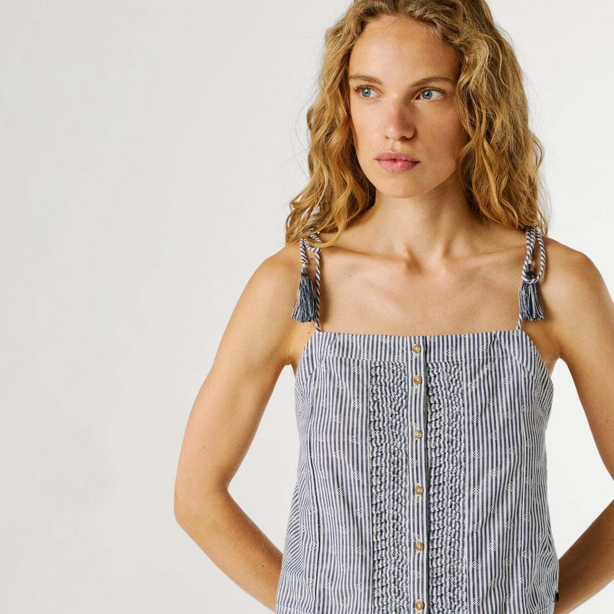 Top À Bretelles À Rayures bleus de l'union, PEPE JEANS