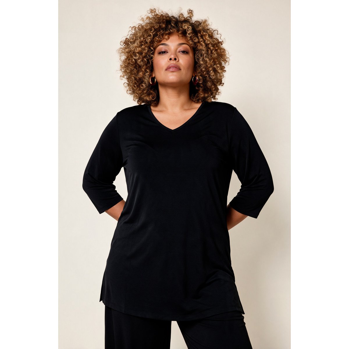 T-shirt coupe évasée noir, ULLA POPKEN
