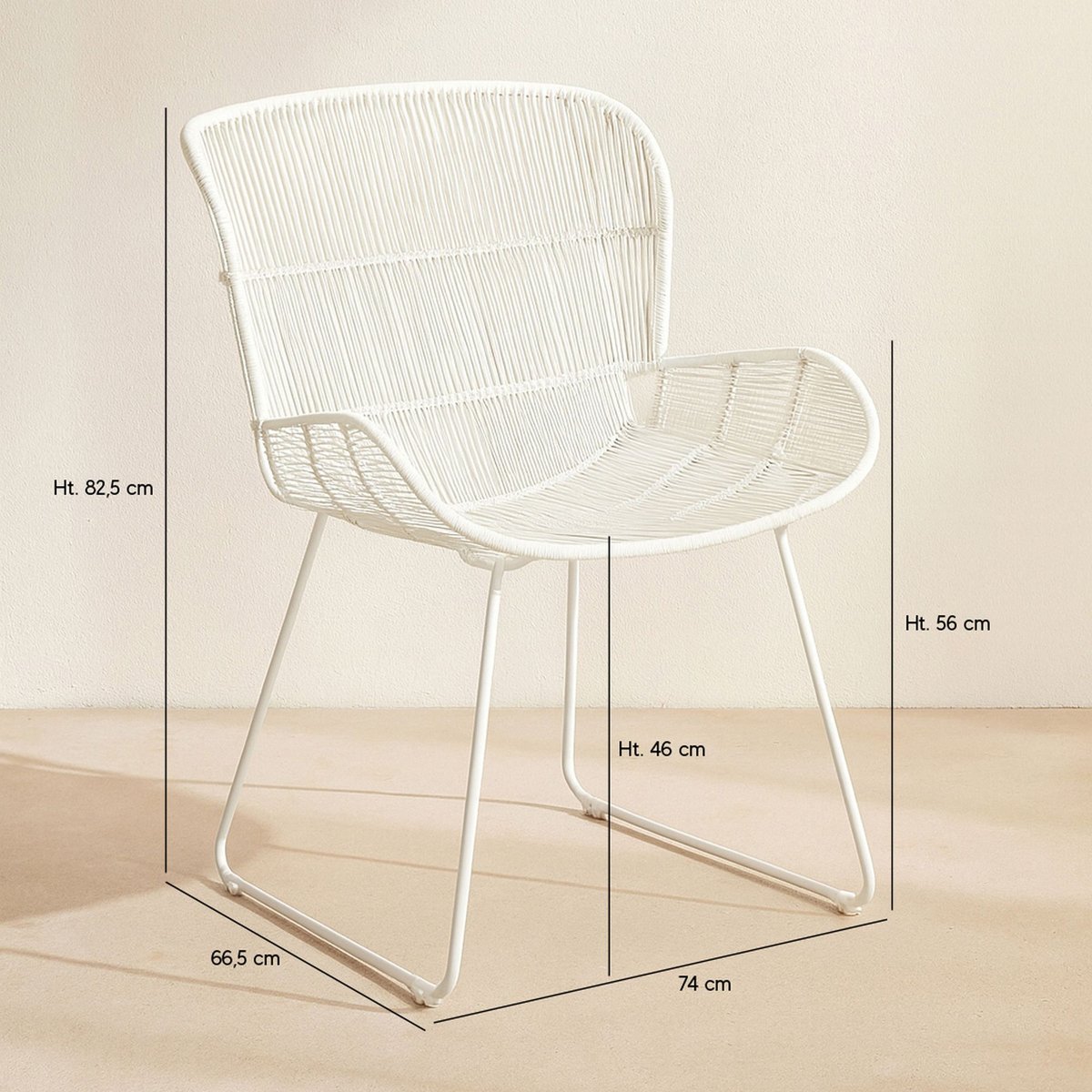 Fauteuil de table extérieur en polypropylène, CON DAO blanc, NOW'S HOME