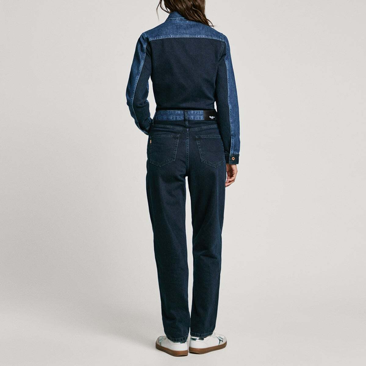 Combinaison Longue En Denim Bicolore 11oz blue black rigid denim, PEPE JEANS