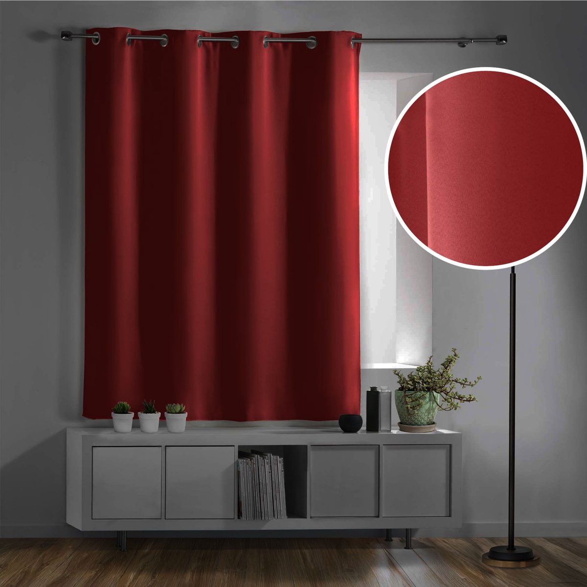 Rideau court obscurcissant 90 % adapté radiateur rouge, DOUCEUR D'INTÉRIEUR