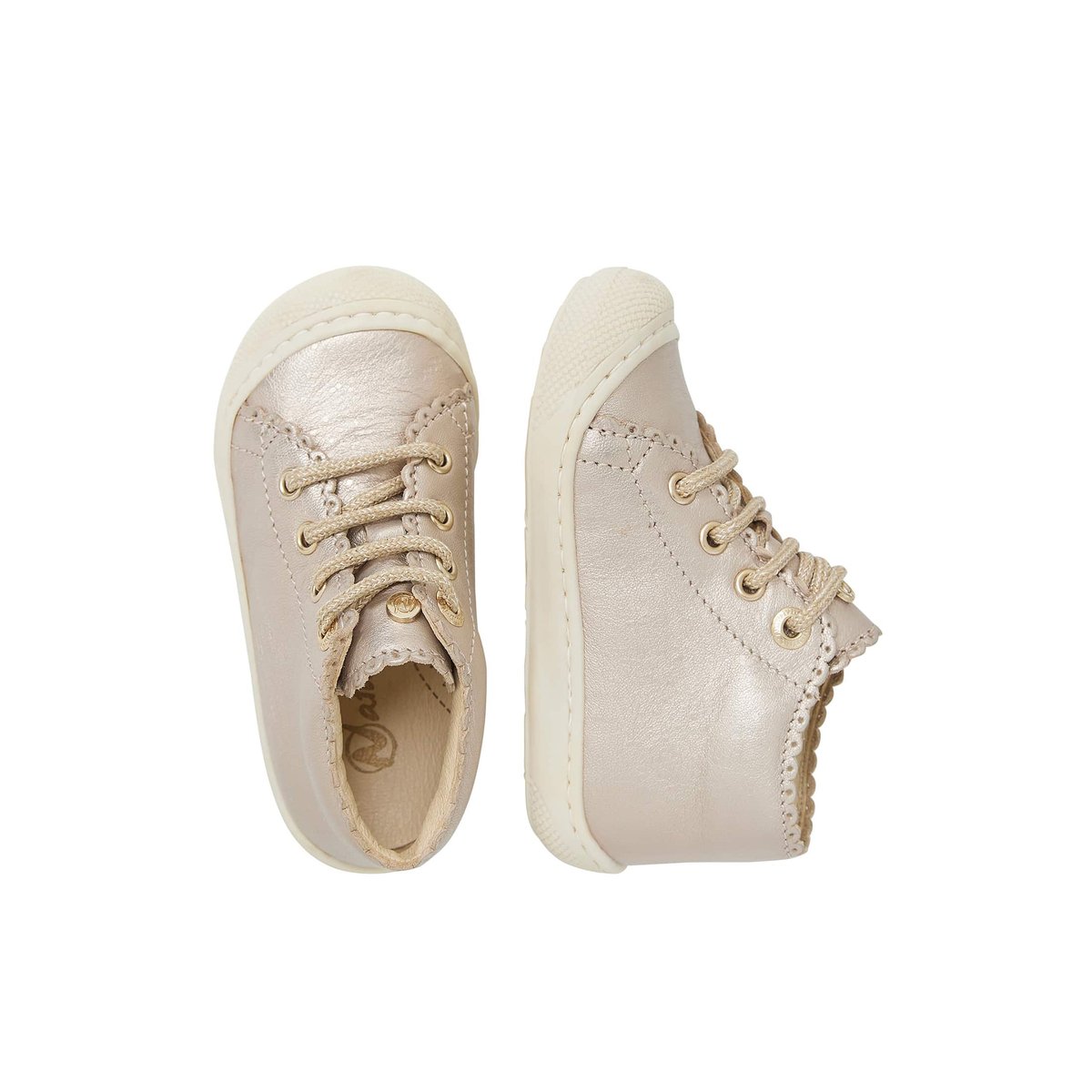 Chaussures premiers pas en cuir laminé COTTINS rose poudré, NATURINO