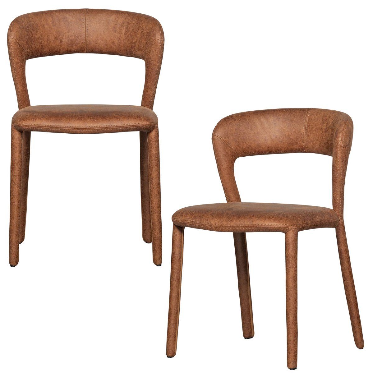 Lot de 2 chaises de salle à manger en polyester NOBLE cognac, WOOOD