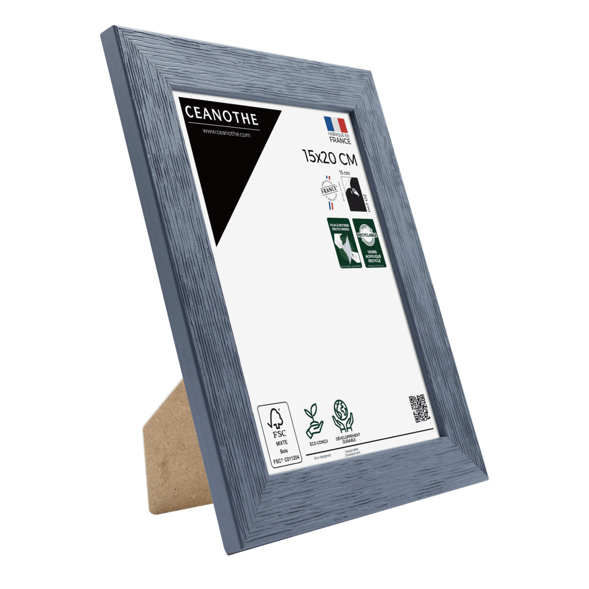 Cadre Photo En Bois Reconstitué Fsc KARMA bleu, CEANOTHE