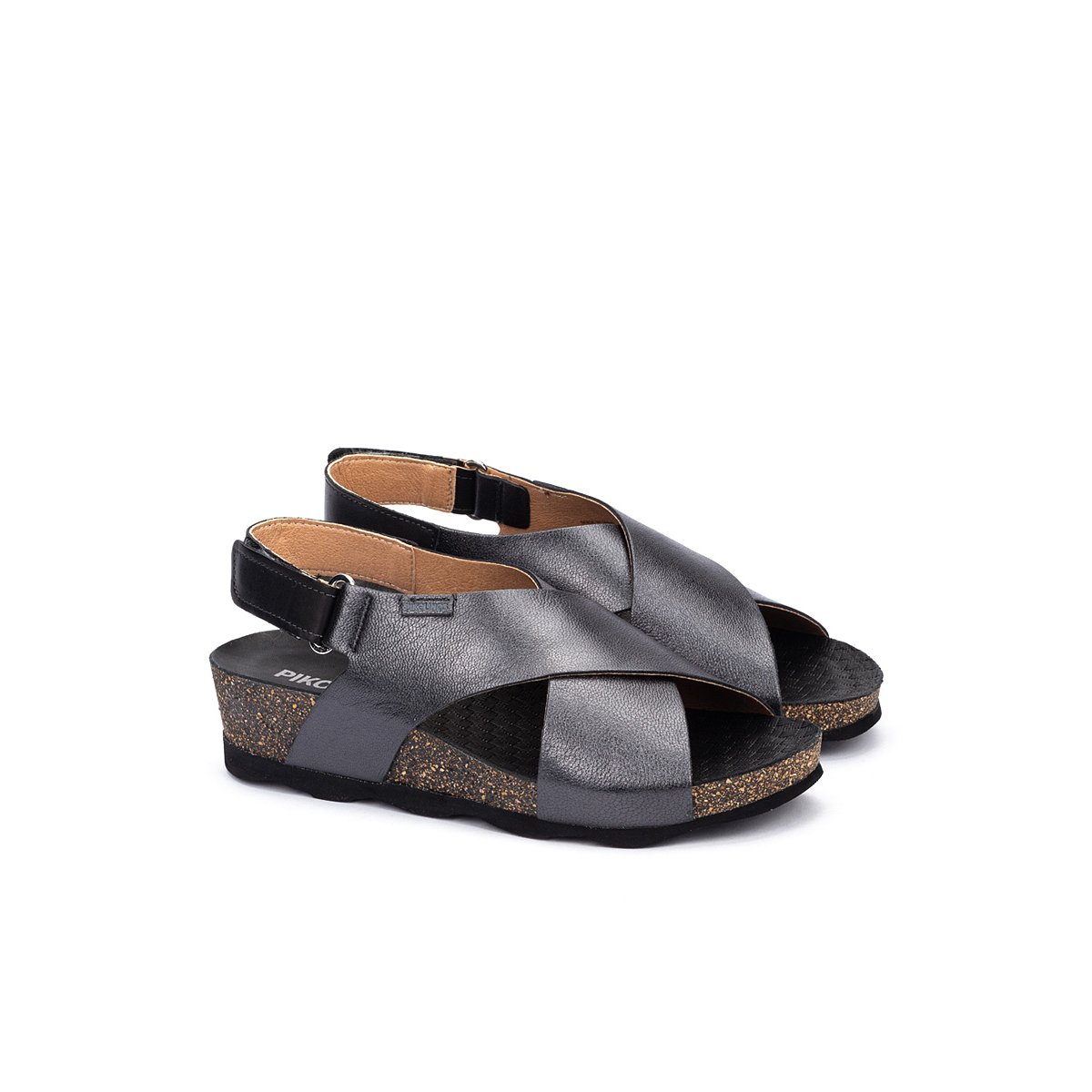 Sandales à semelles compensées cuir Mahon calcita, PIKOLINOS