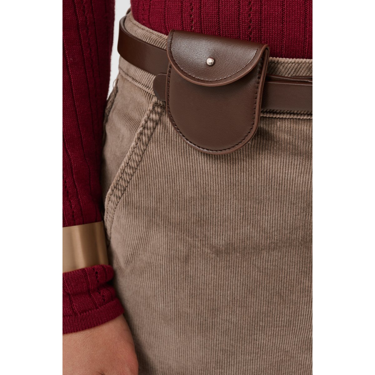 Pantalon casual beige brown lentil, CREAM