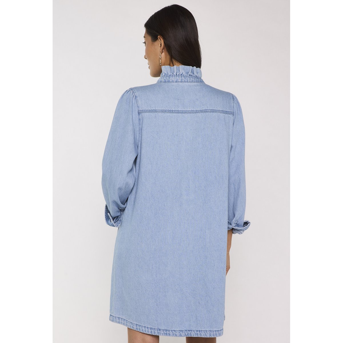 Robe droite denim à manches longue en coton BLAKE pure bleached, Maison 123