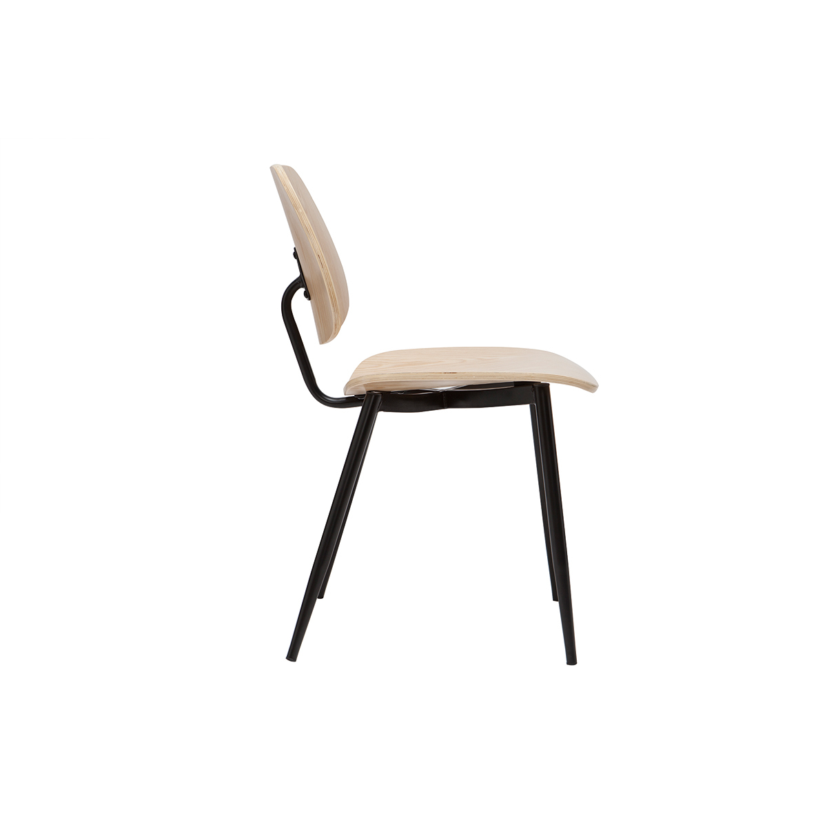 Chaises design pieds métal (lot de 2) TOBIAS bois clair / noir, MILIBOO