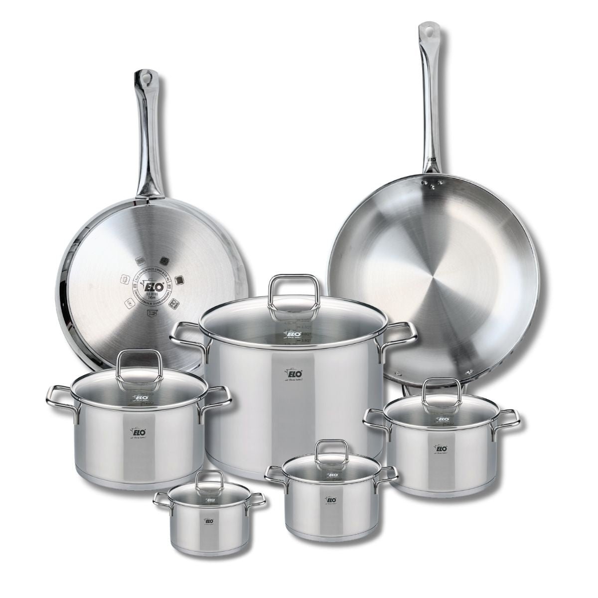 2 poêles 28/32cm + 5 faitouts 12/14/16/20/26cm PROFI CITRIN inox, ELO