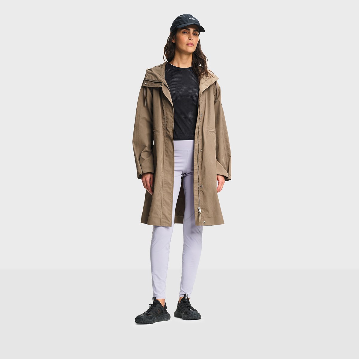Parka mi-longue à taille ajustable MTD marron clair, AIGLE