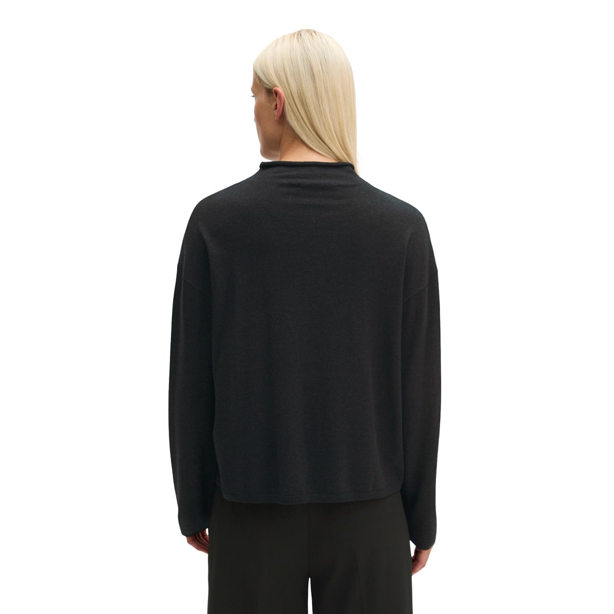Pull-over en maille fine oversized en doux mélange de laine vierge gris, MARC O'POLO