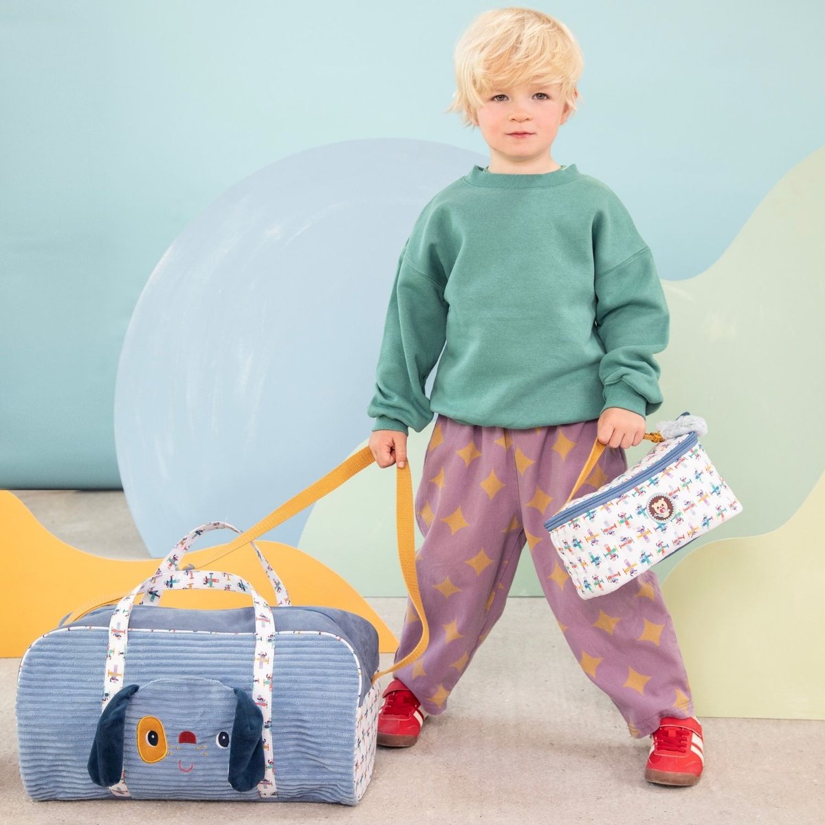Trousse de toilette bleu, jaune, rouge, LILLIPUTIENS