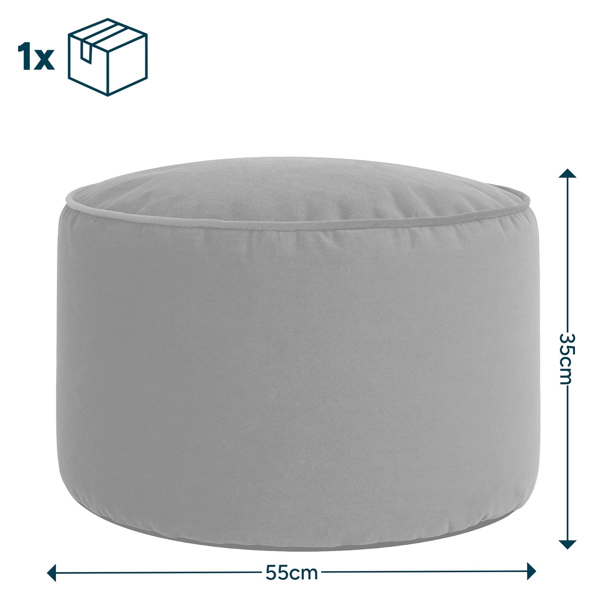 Pouf repose-pieds rond en velours mat Oeko-Tex® - MILANO bleu marine, ICON