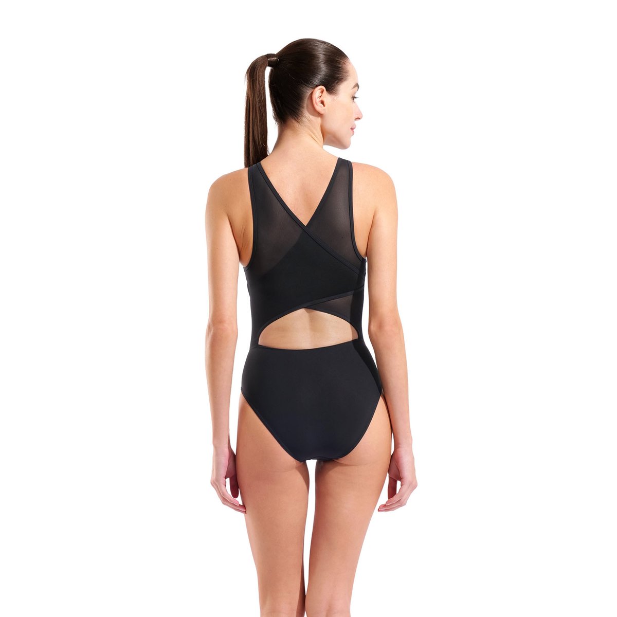 maillot de bain femme arena Feel dos croisé en maille black, ARENA