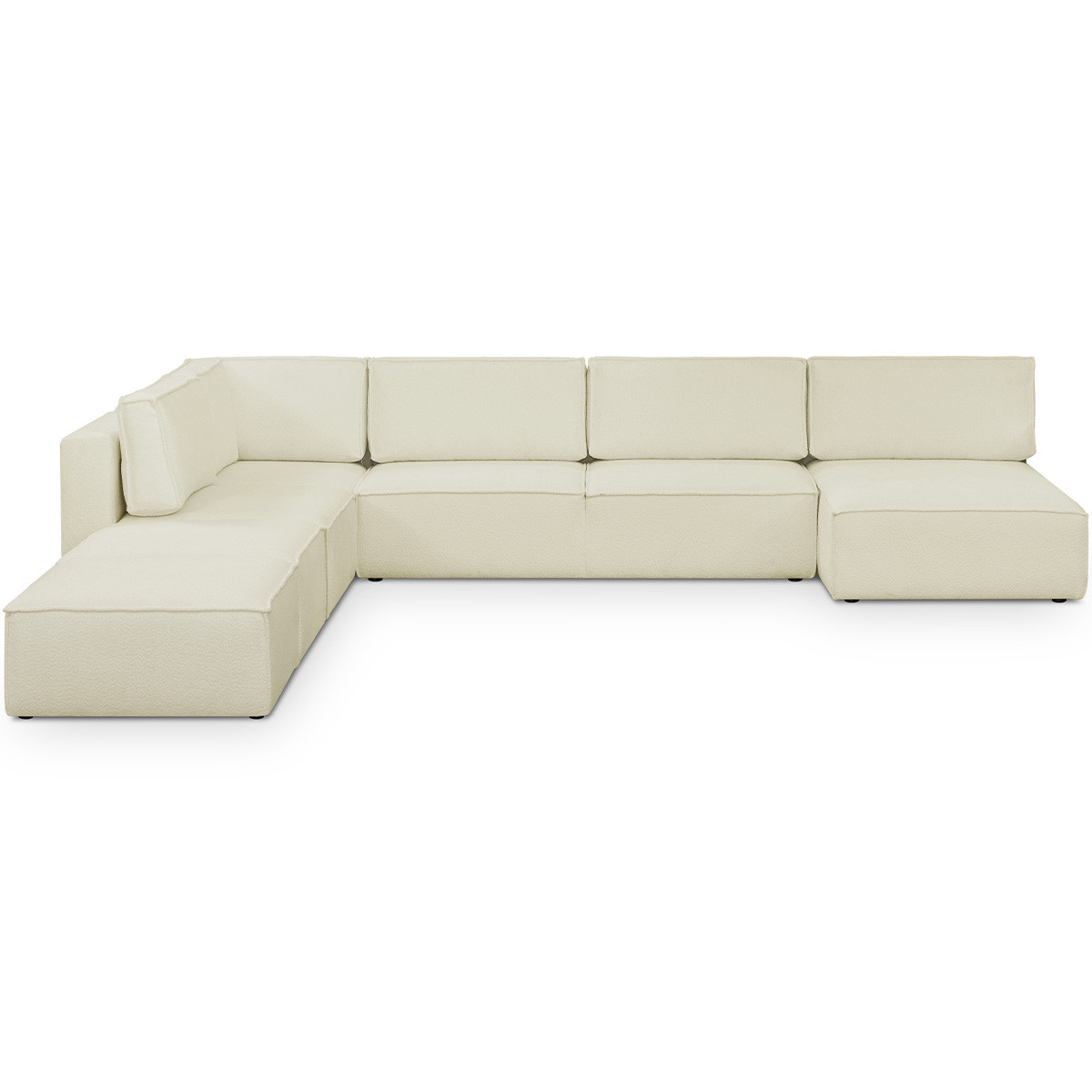 Canapé d'angle gauche convertible 8+2 places en tissu bouclé - HARPER MOD ecru, HOMIFAB