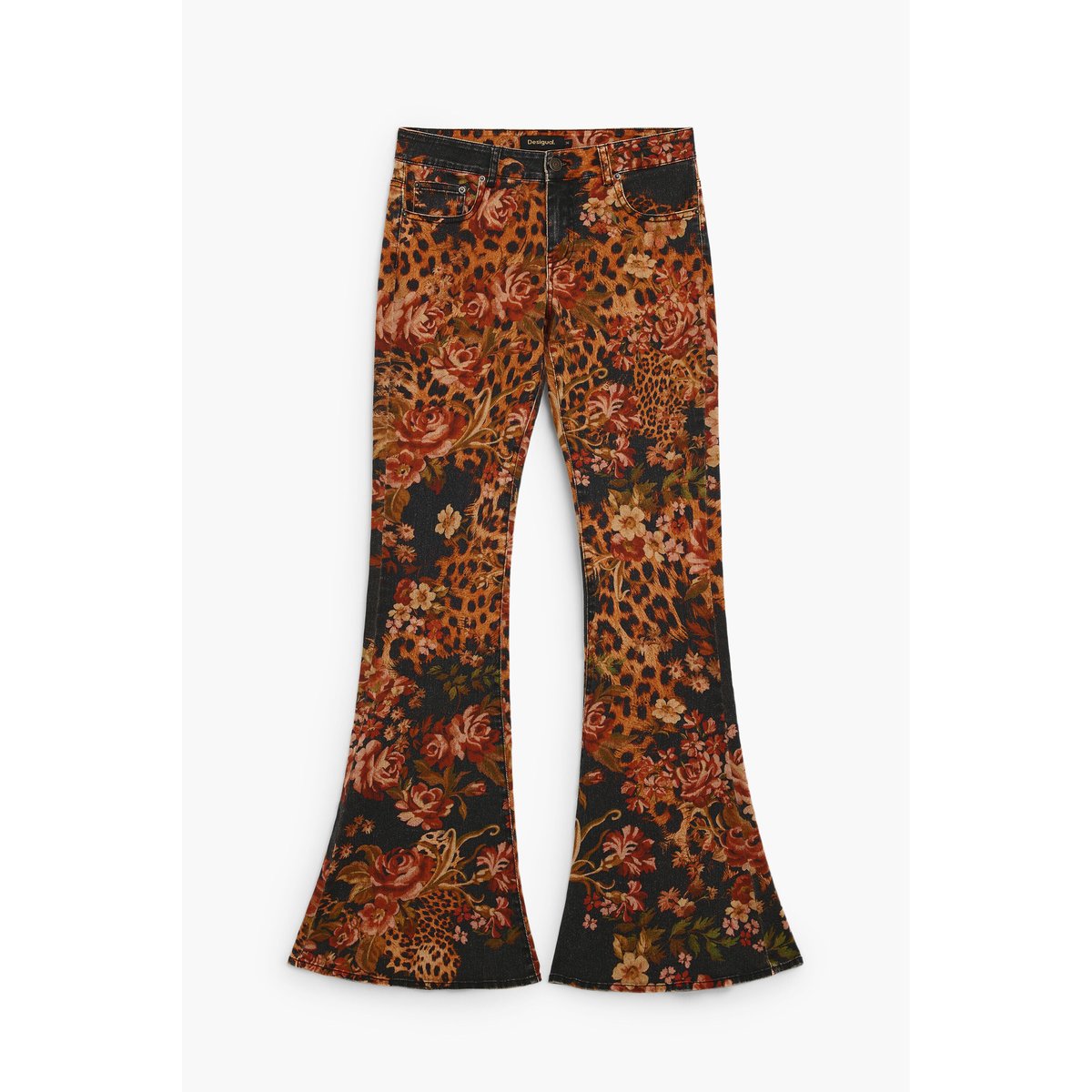 Pantalon jean flare imprimé noir, DESIGUAL