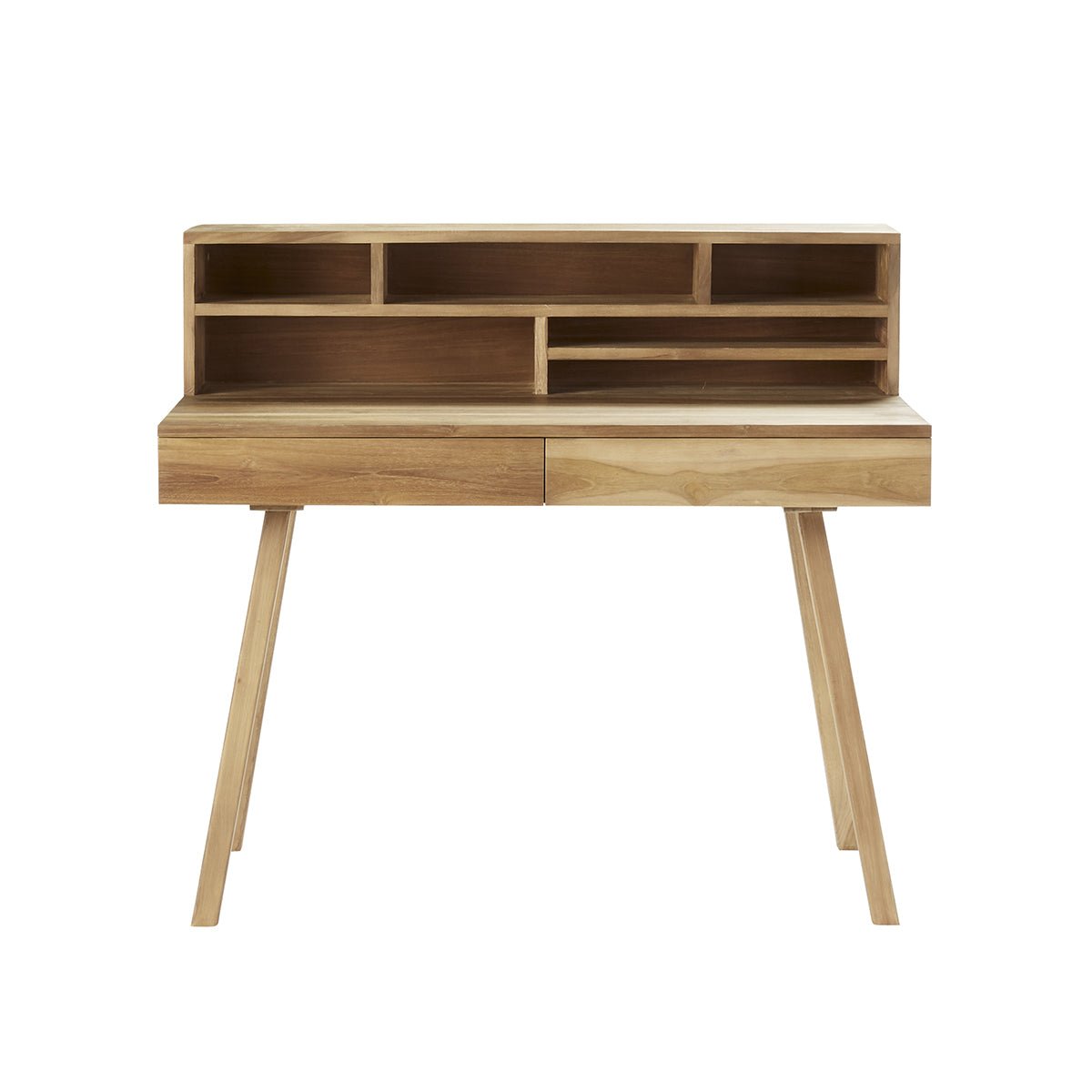 Bureau en bois de teck 110 cm 2 tiroirs ISAURE naturel, BERAH GETAH