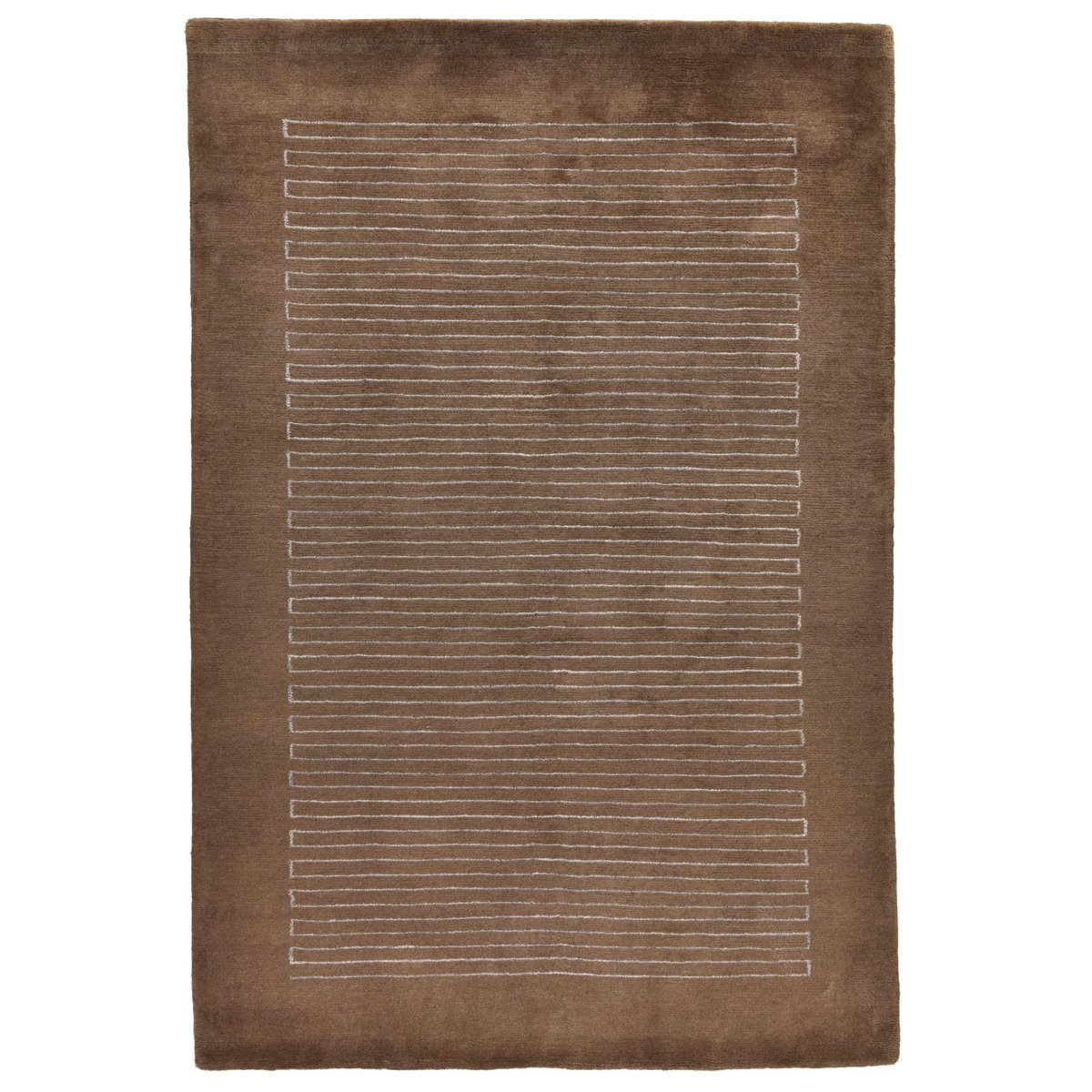 Tapis salon Tibet Loft noué main laine soie marron, THEKO