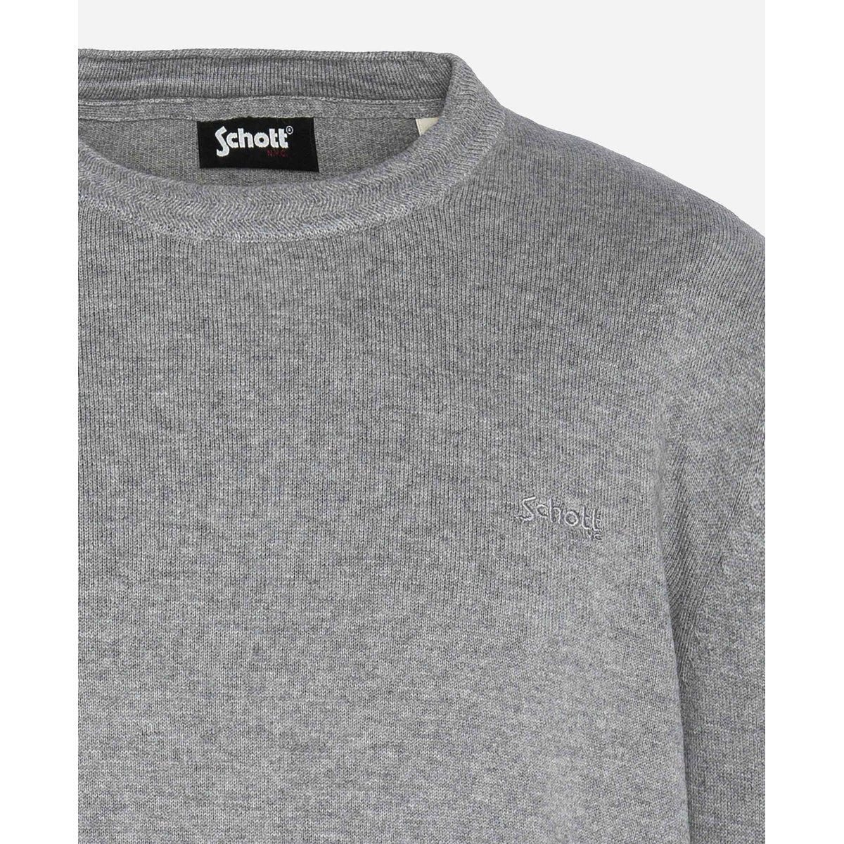 Pull en coton et laine Pl Beal 1 gris chiné, SCHOTT