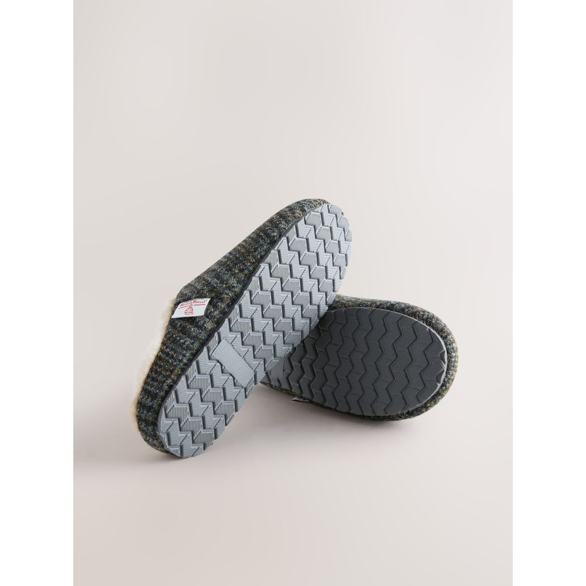 Chaussons mules en tweed harris Signature bleu marine, NEXT