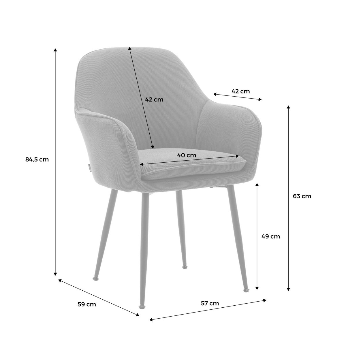 Fauteuil velours côtelé et pieds métal SHELLA camel, SWEEEK