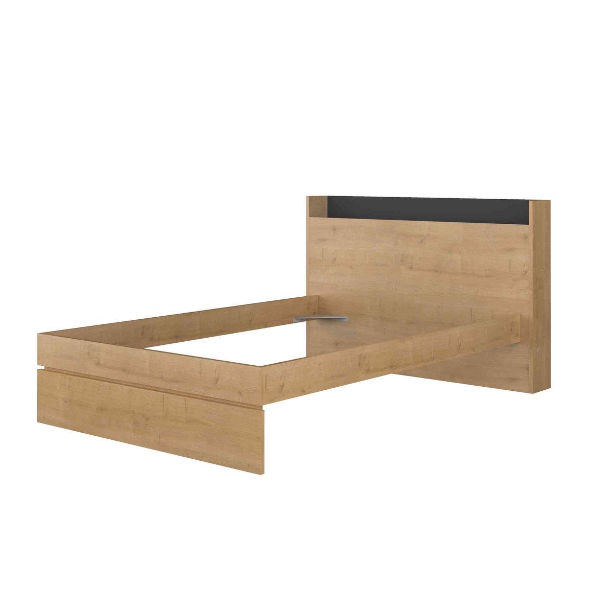 Lit en bois avec tete de lit bois naturel, TERRE DE NUIT
