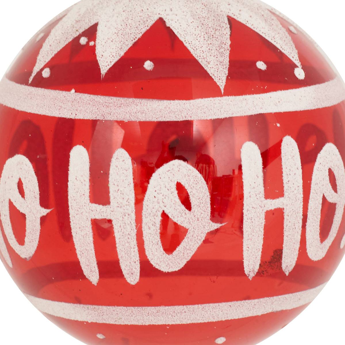 Boule verre Hô Hô Hô D9 cm rouge, ATMOSPHERA