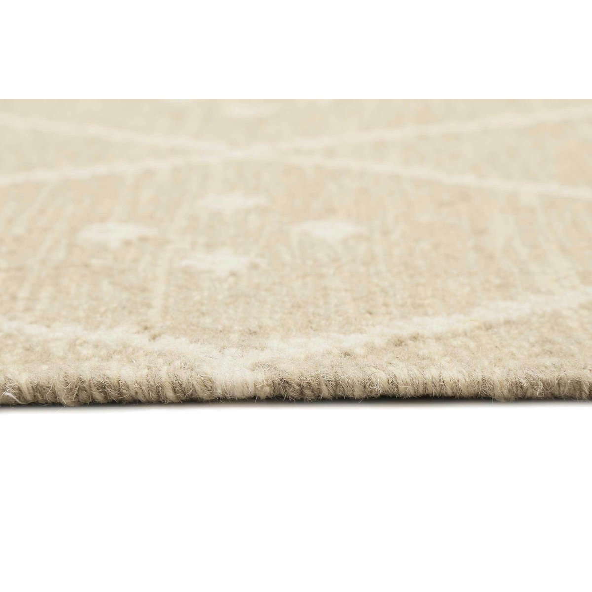 Tapis tissé main en laine motif losange ,  VERMONT crème beige, WECON HOME