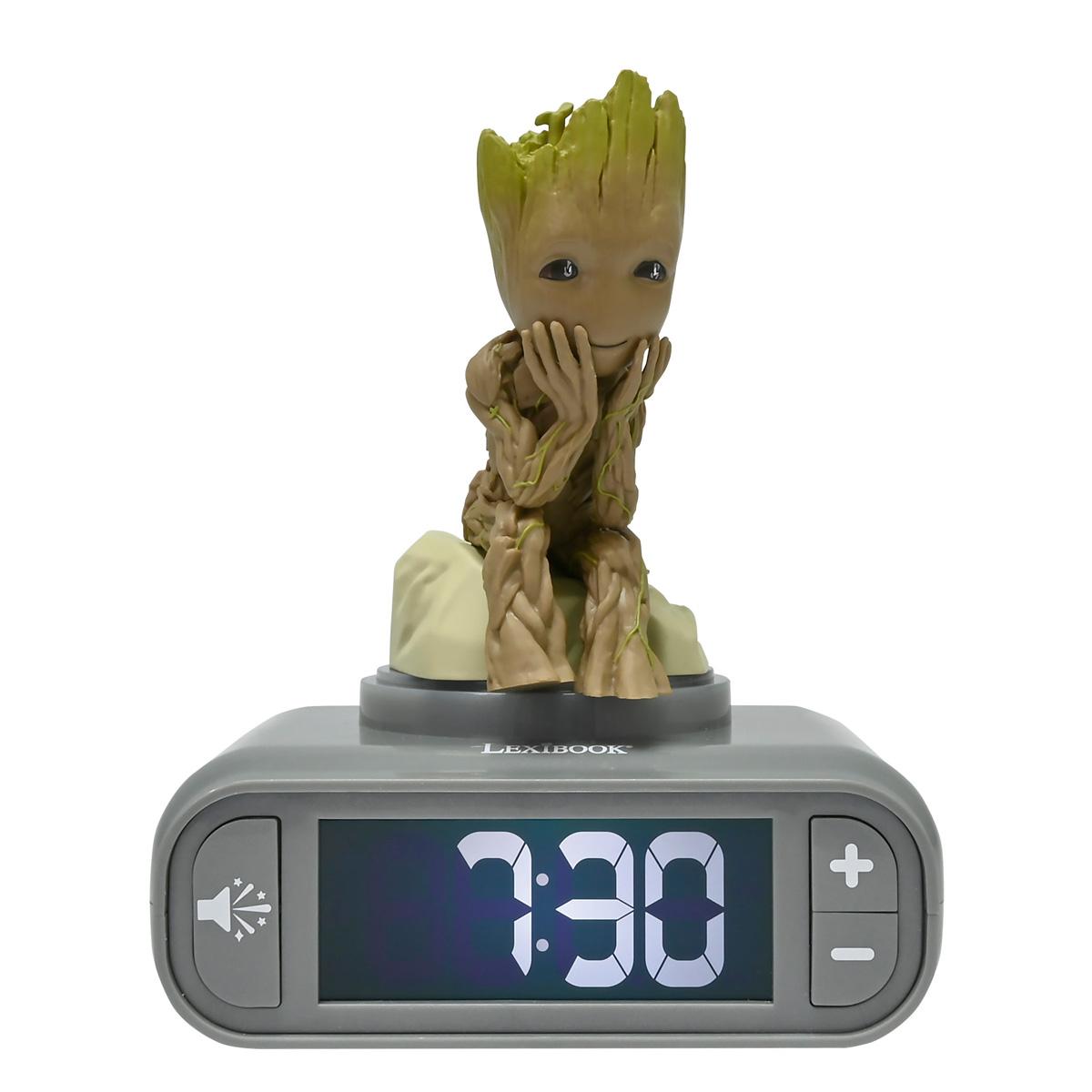 Réveil avec veilleuse Groot des Gardiens de la Galaxie 3D vert, LEXIBOOK